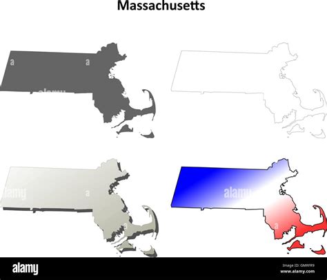 Massachusetts Outline Map Set Stock Vector Image And Art Alamy