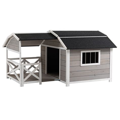 Buy Pawhut Outdoor Wooden Dog House Cabin Style Weatherproof Raised