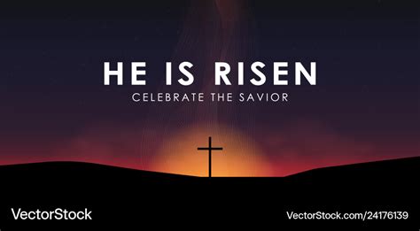 Christian Easter Scene Saviour Cross On Dramatic Vector Image