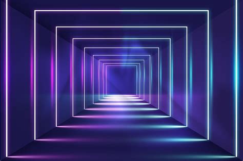 Free Vector Squares Abstract Neon Lights Background