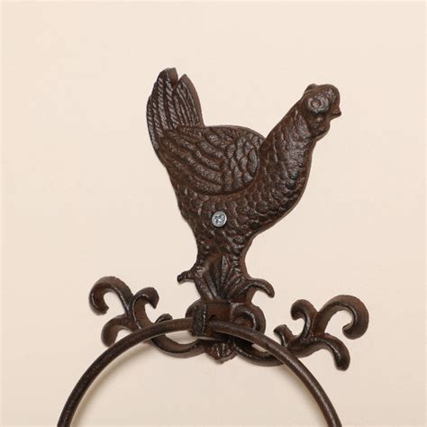 Yanpls gold holiday napkin rings set of 6 exquisite hollow design napkin ring suitable for christmas thanksgiving wedding dinner family gathering etc. Cast Iron Country Rooster Towel Ring By Dibor | notonthehighstreet.com
