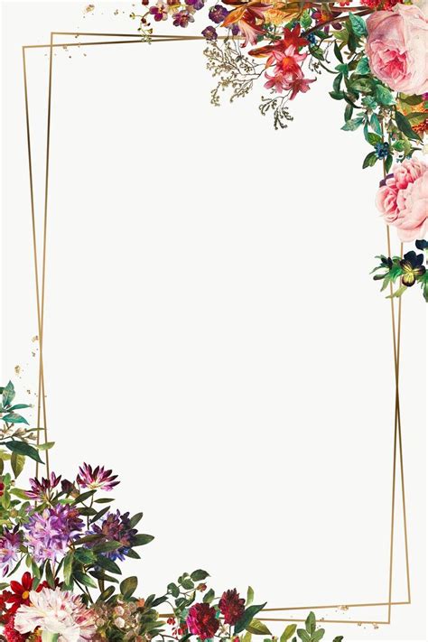 Gold Frame On Flower Bouquets Background Free Image By