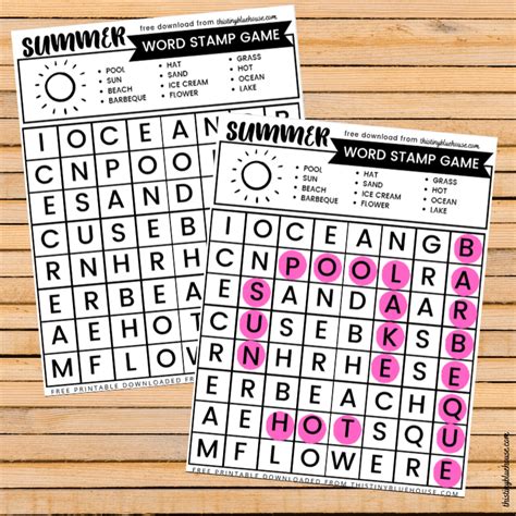 Fun Free Summer Bingo Stamper Printable Word Search For Kids This