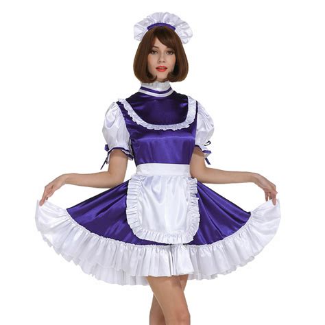 sissy girl maid frilly purple lockable dress crossdressing cosplay ebay
