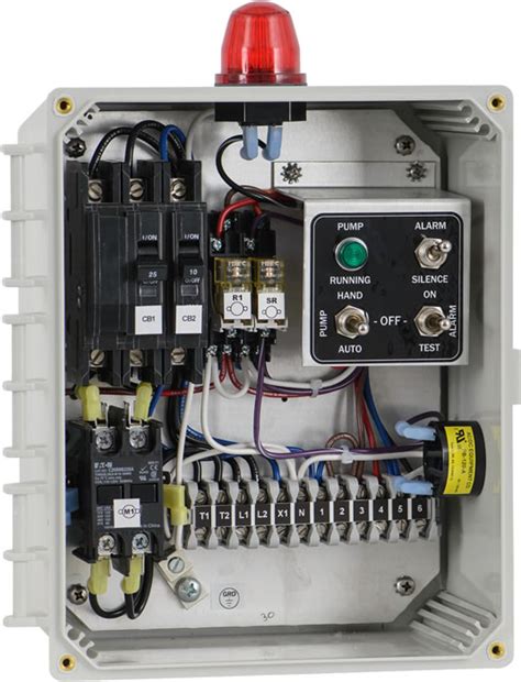 Schematic control wiring diagrams shall be provided, showing all control components, switches, pilot lights, relays, etc. Simplex Control Panel, Simplex Control Box, Septic Solutions Control Panel