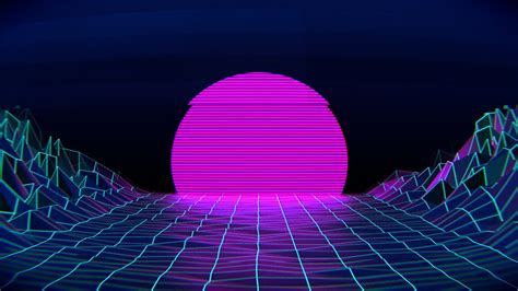 Vaporwave Sunset Grid Hd Wallpaper