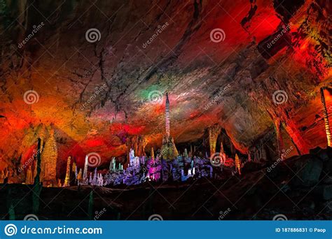 Stunning Interior Of Huanglong Yellow Dragon Cave Stock Image Image