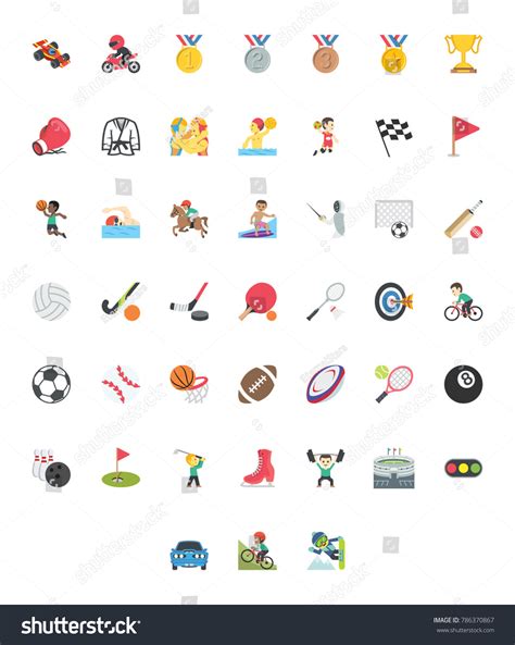 Sport Vector Icon Set Emoticon Emoji เวกเตอร์สต็อก ปลอดค่าลิขสิทธิ์