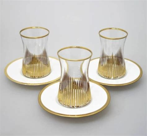 Turkish Tea Set Pasabahce Tea Glass And Plate Set Set Of 6 12 Piece