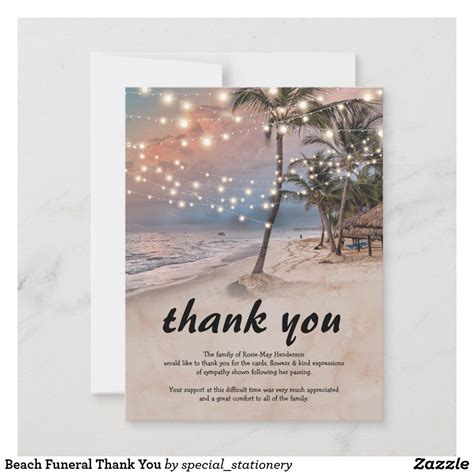 Beach Funeral Thank You Note Card Bridal Shower