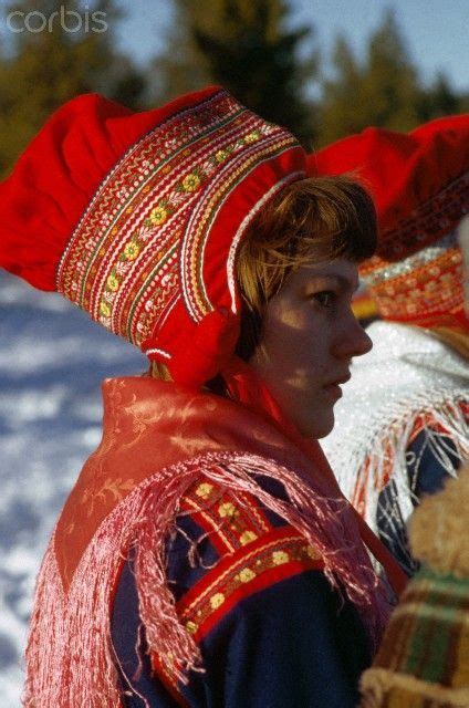 Laplander Women In Traditional Dress Inhabitants Of Lapland Known As