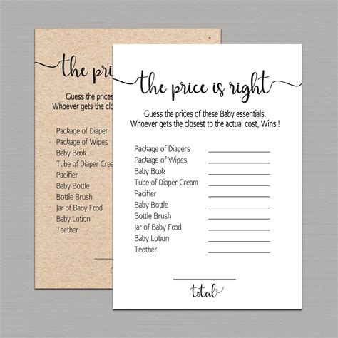 Baby Shower Price Is Right Printable 24 Personalized Baby Shower
