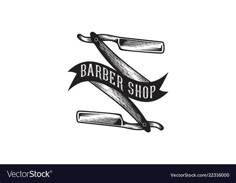 Hand Drawn Razor Blade Barber Shop Logo Designs Vector Image