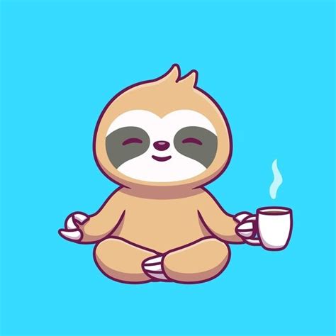 Cute Sloth Yoga Holding Coffee Cartoon Premium Vector Freepik Vector Food Coffee Nature