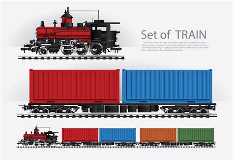 Cargo Train On A Rail Road Vector Illustration 568916 Vector Art At