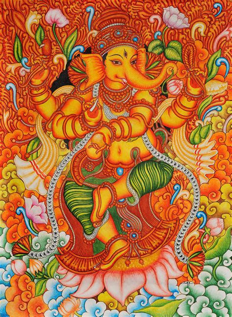 Lord Ganesha Dancing On Lotus Exotic India Art