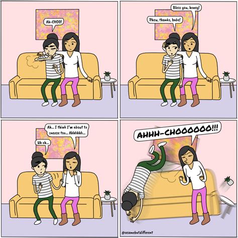 Cute Comics About Lesbian Couple Sneezes Lgbtq Sesame But Different