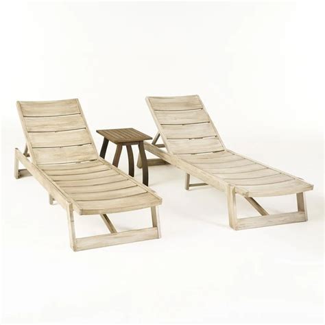 Mahi Outdoor 3 Piece Acacia Wood Chaise Lounge Set By Christopher