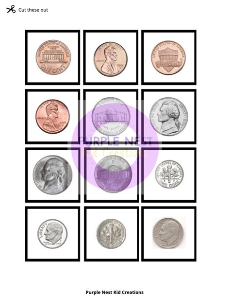 Coin sort worksheet american coins sorting game educational