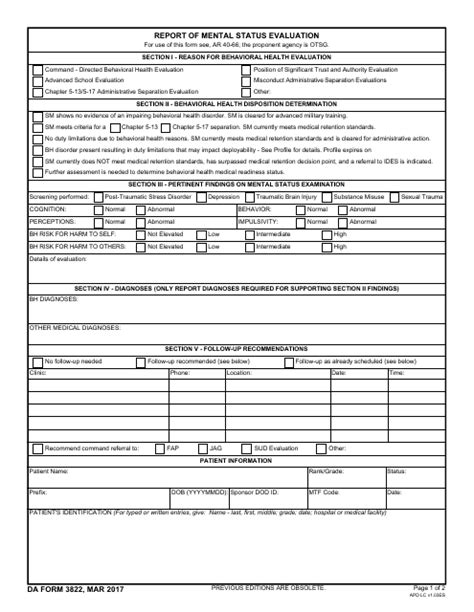 Da Form 3822 Fill Out Sign Online And Download Fillable Pdf