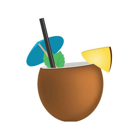 Royalty Free Coconut Pina Colada On The Beach Clip Art Vector Images