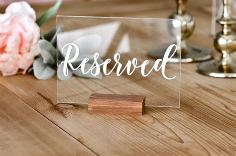 Acrylic Reserved Table Sign Acrylic Wedding Signs Minimalist Etsy