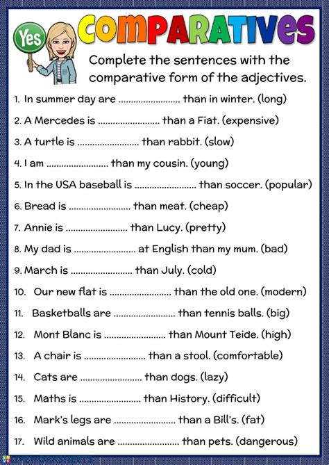 Comparatives Practice Interactive Worksheet English Grammar