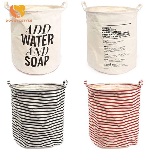 Buy Cotton Linen Foldable Laundry Storage Buckets Bags