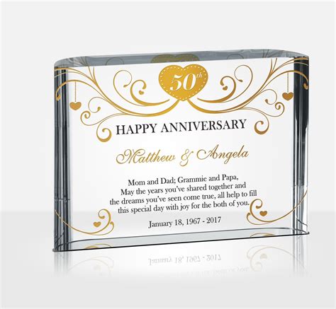 Both traditional and modern gift lists have gold as their symbol. 50th (Golden) Wedding Anniversary Gifts - DIY Awards