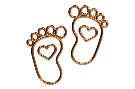 3d Render Baby Foot Bare Foot Heart Icon Transparent Background Png