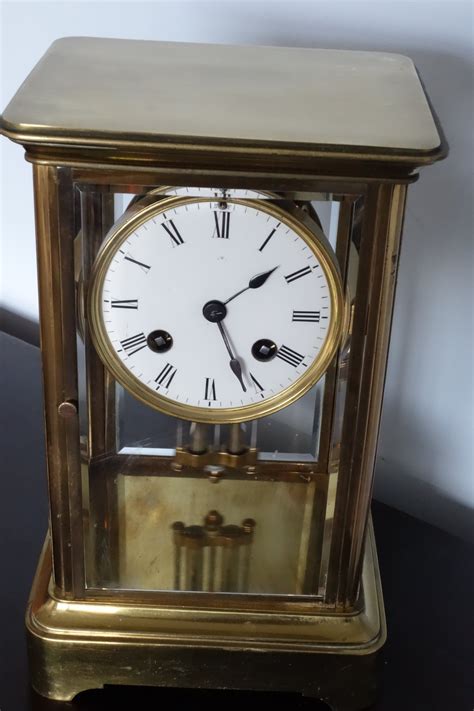 19th C French Four 4 Glass Bell Striking Mantel Clock With Mercury