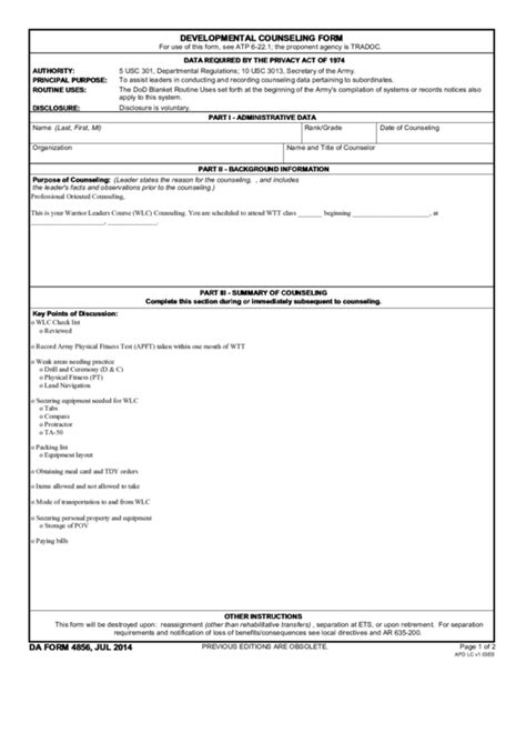 Developmental Counseling Form 4856 Fillable Fillable Form 2024