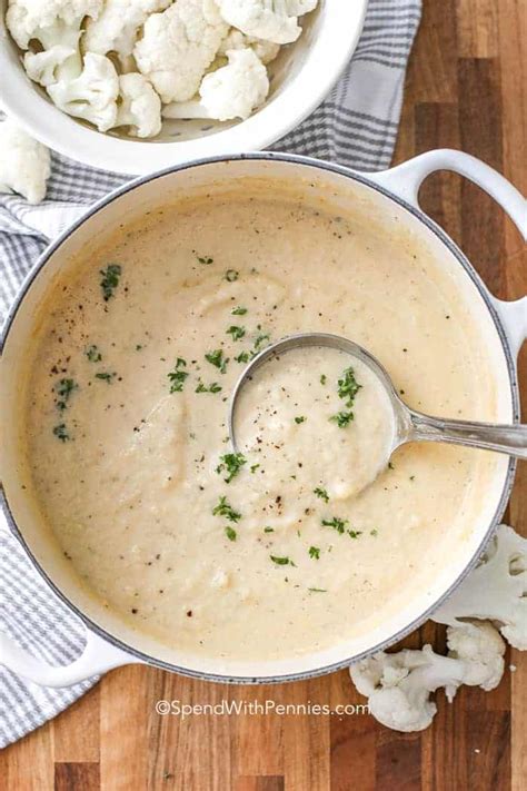 Cauliflower Soup Creamy And Cheesy Spend With Pennies