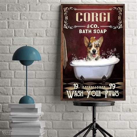 Bath Soap Wash Your Paws Dog Poster Vintage Posters Wall Etsy