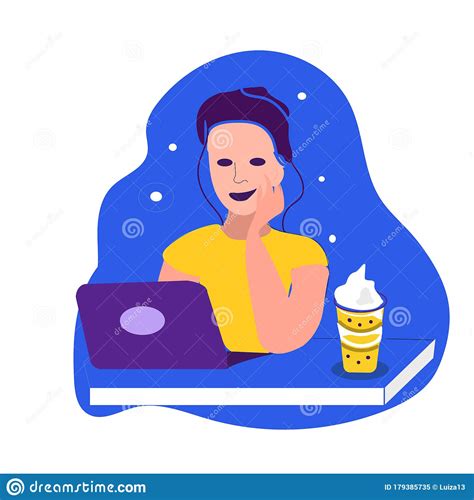 Young Adult Woman Working At Home Vector Concept Illustration. Freelancer Character Working From ...