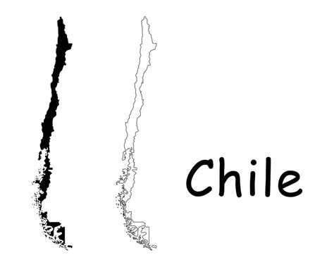 Map Of Chile Chilean Map Black And White Detailed Solid Etsy Finland