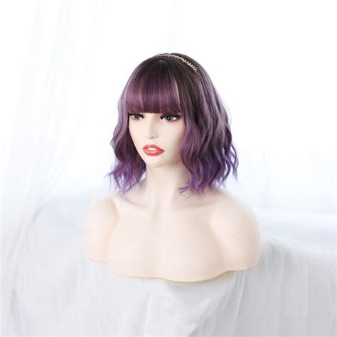 Purple Wavy Short Sex Doll Wig Coeros