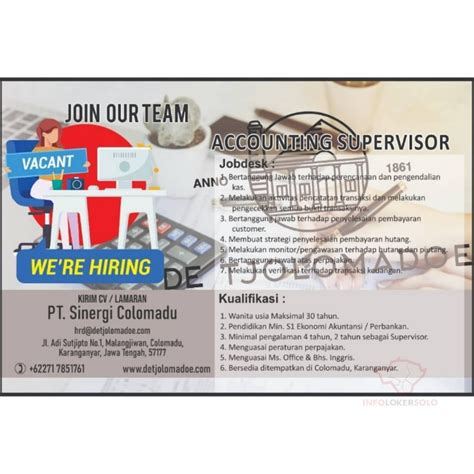 Anda tidak perlu pergi ke agen. Lowongan Kerja Supervisor PT Sinergi Colomadu - INFO LOKER SOLO