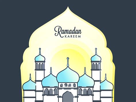 Ramadan Kareem Concept Avec Mosquée Illustration Sur Jaune Et Gris