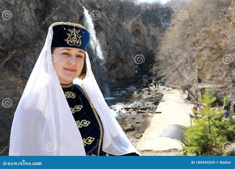 Woman Posing In Traditional Karachai Clothes Stock Image Image Of Karachai Costume 180924359