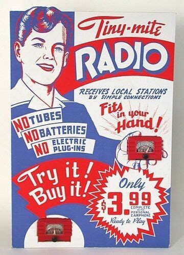 Crystal Radios Store Display Tiny Mite Vintage 1950s W Radio 1 Day