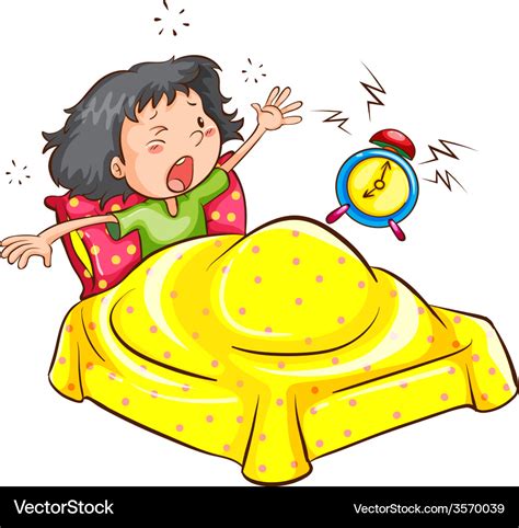 A Girl Waking Up With An Alarm Royalty Free Vector Image