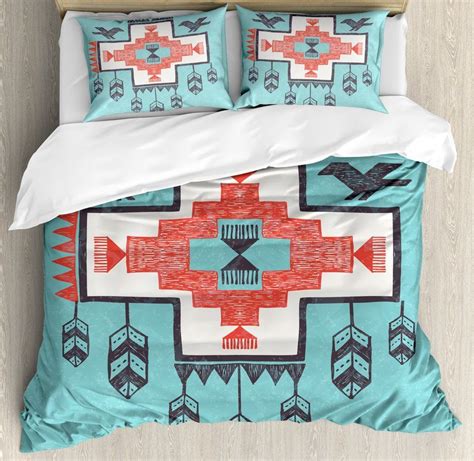 Native American Bluered Duvet Cover Sets Bedding Sets Western