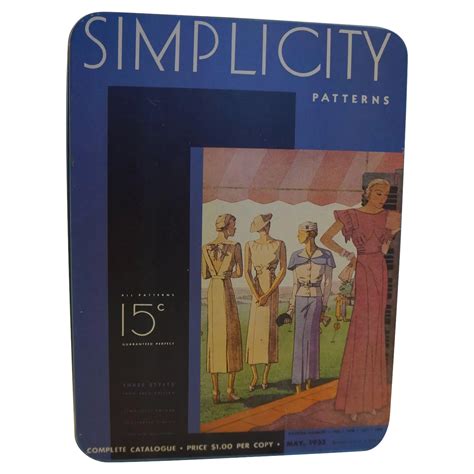 Simplicity Pattern May 1933 Magazine Cover Tin 1988 Tin Box Co
