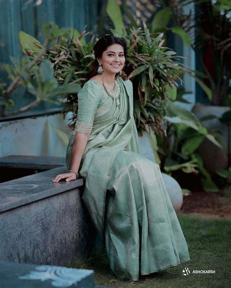 Sneha Prasanna In A Mint Green Saree By Geetu Haute Couture
