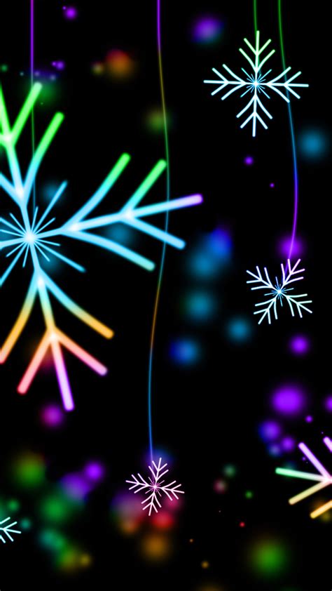 Ultra Hd Neon Snowflakes Wallpaper For Your Mobile Phone