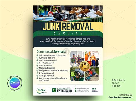Junk Removal Service Flyer Canva Template Graphic Reserve