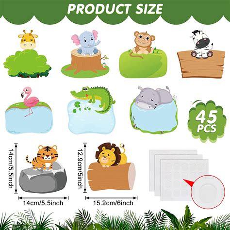 Buy 45 Pieces Jungle Animal Cutouts Safari Friend Cutouts Colorful
