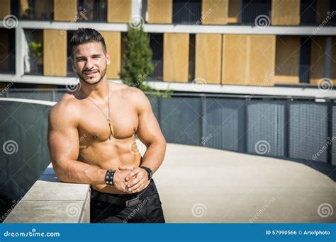 Handsome Muscular Shirtless Hunk Man Outdoor In Stock Photography