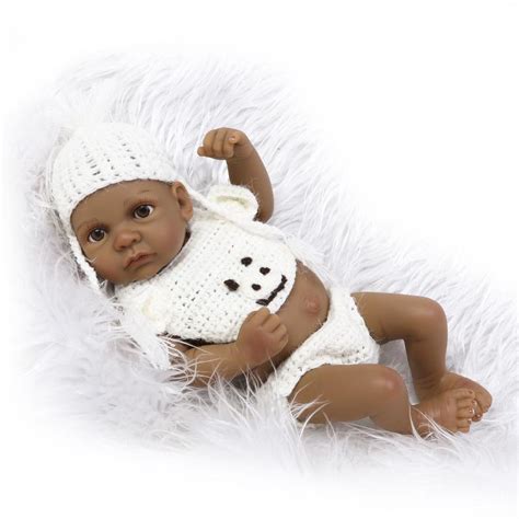 25cm Mini Full Body Silicone Reborn Baby Doll Collectable Black Skin